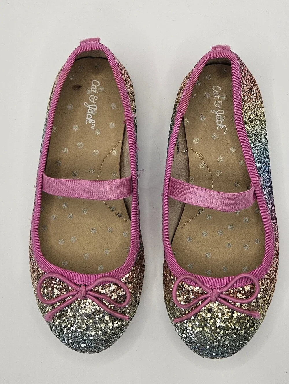 Cat & Jack Glitter & Dusty Rose Ballet Flats - 2 Pair Bundle. Size 9